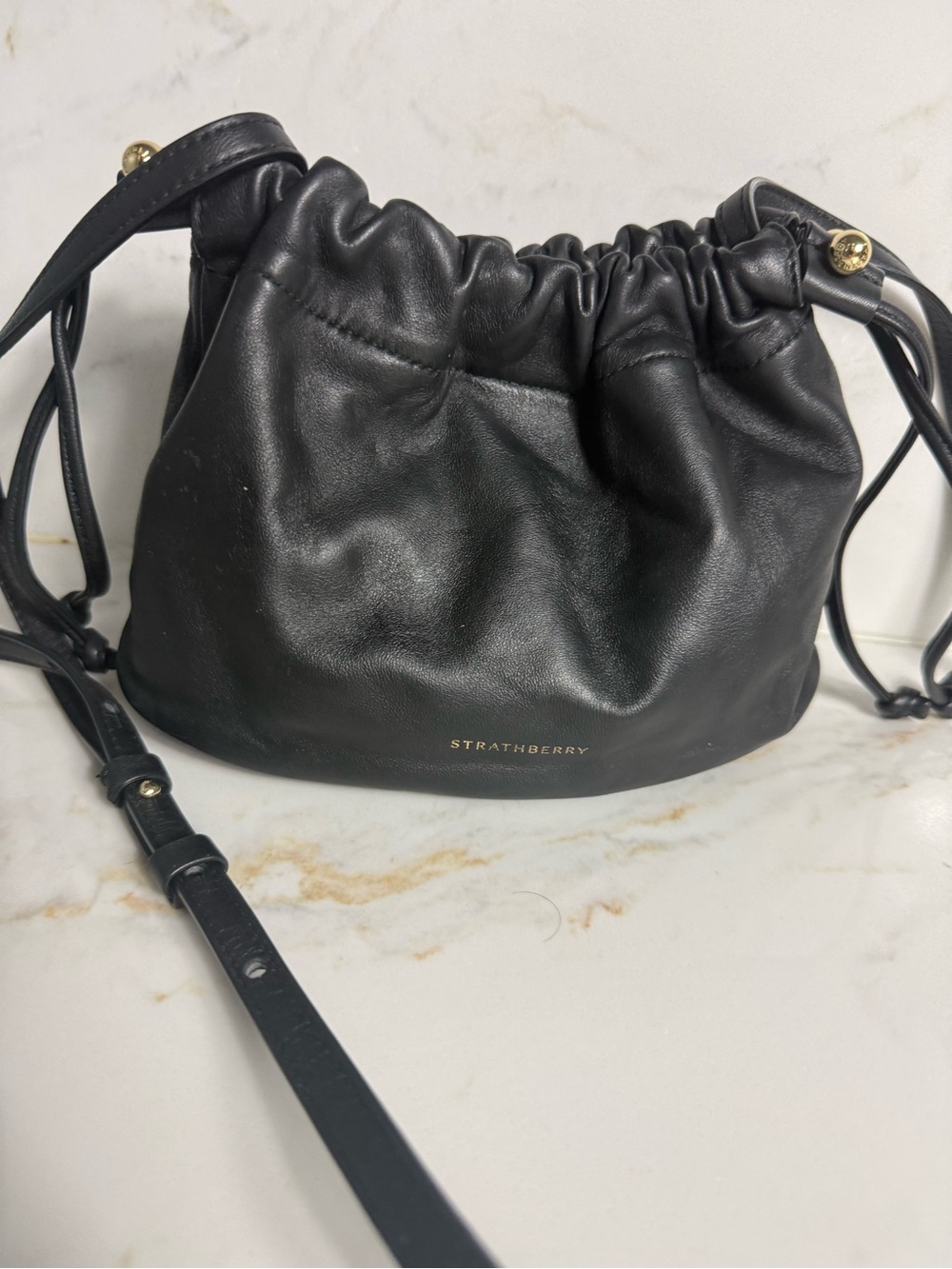 Strathberry Charlotte Drawstring BLACK - Picture 7 of 12